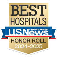 U S  News and World Report badge recognizing UCSF as part of its 2024 to 2025 Honor Roll